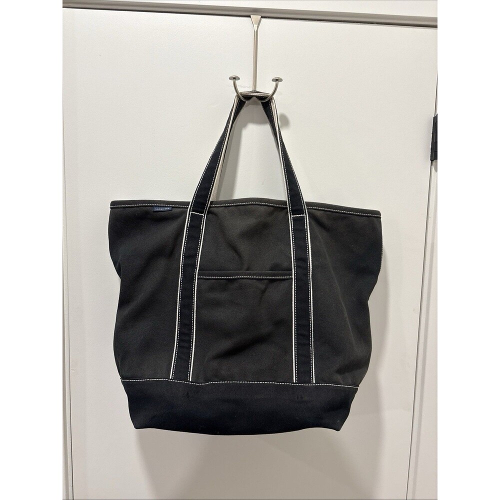Lands End XL Canvas Boat and Tote Bag Heavy Duty Black Beach Travel 21x16x9